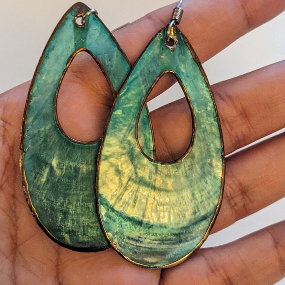 Shell turquoise earrings - Picture 3 of 4